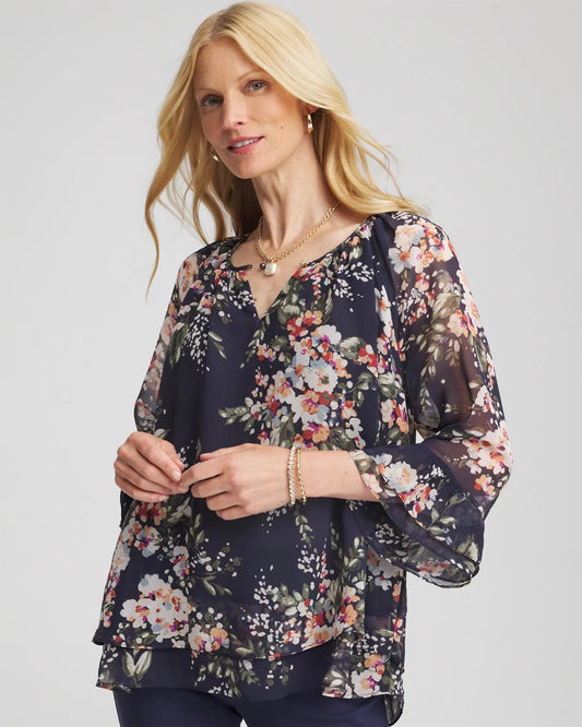 Chico's Floral Georgette Blouse