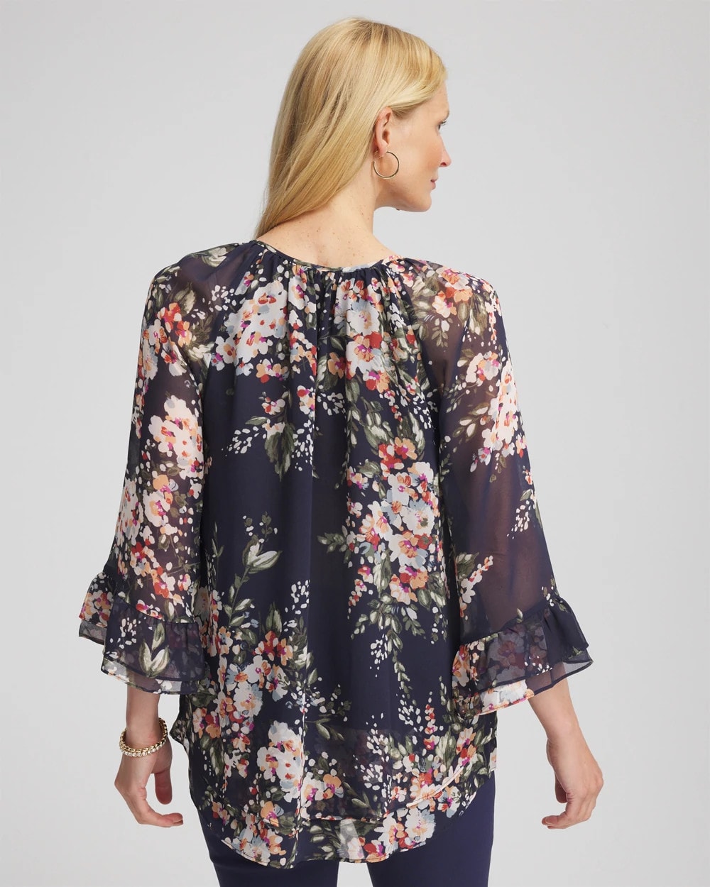 Chico's Floral Georgette Blouse