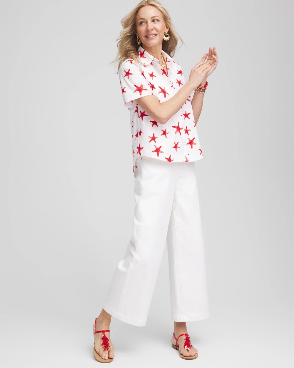 Chico's Starfish Short Sleeve Swing Shirt
