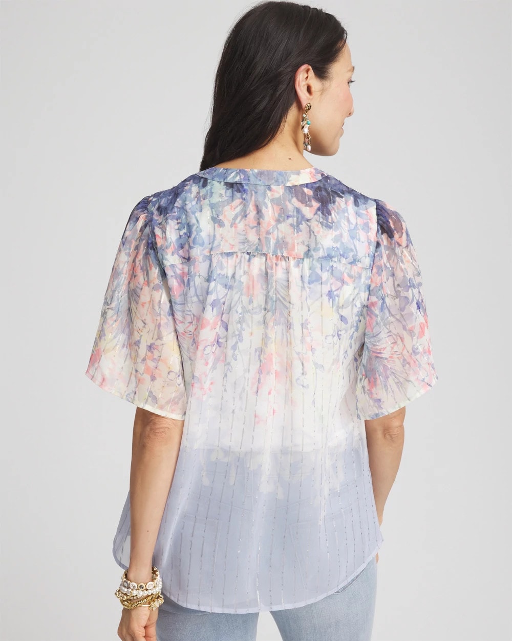 Chico's Jacquard Flutter-Sleeve Blouse