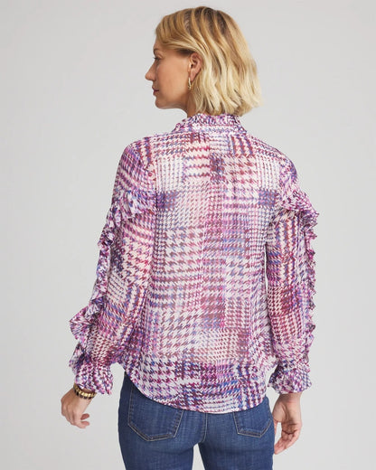 Chico's Gingham-Print Georgette Blouse