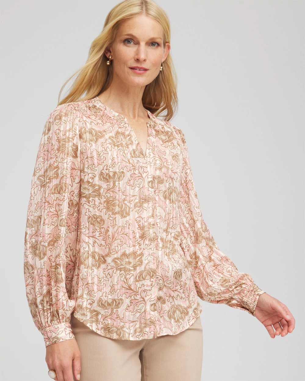 Chico's Revival Bloom Chiffon Blouse