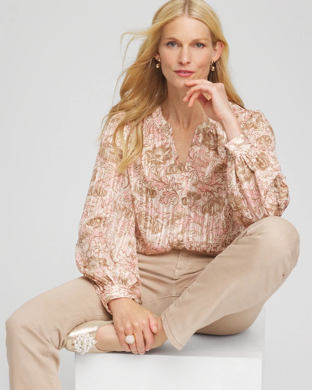Chico's Revival Bloom Chiffon Blouse
