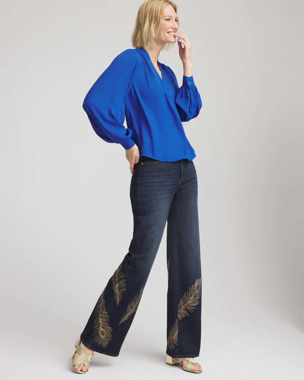 Chico's Splitneck Pullover Crepe Blouse