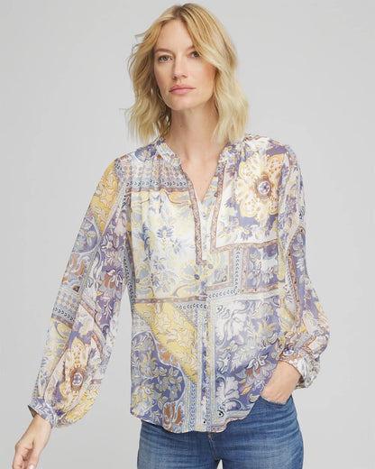 Chico's Artisanal Georgette Blouson-Sleeve Blouse