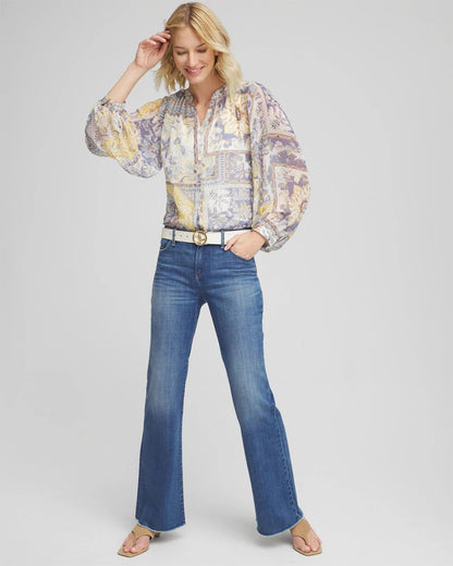 Chico's Artisanal Georgette Blouson-Sleeve Blouse
