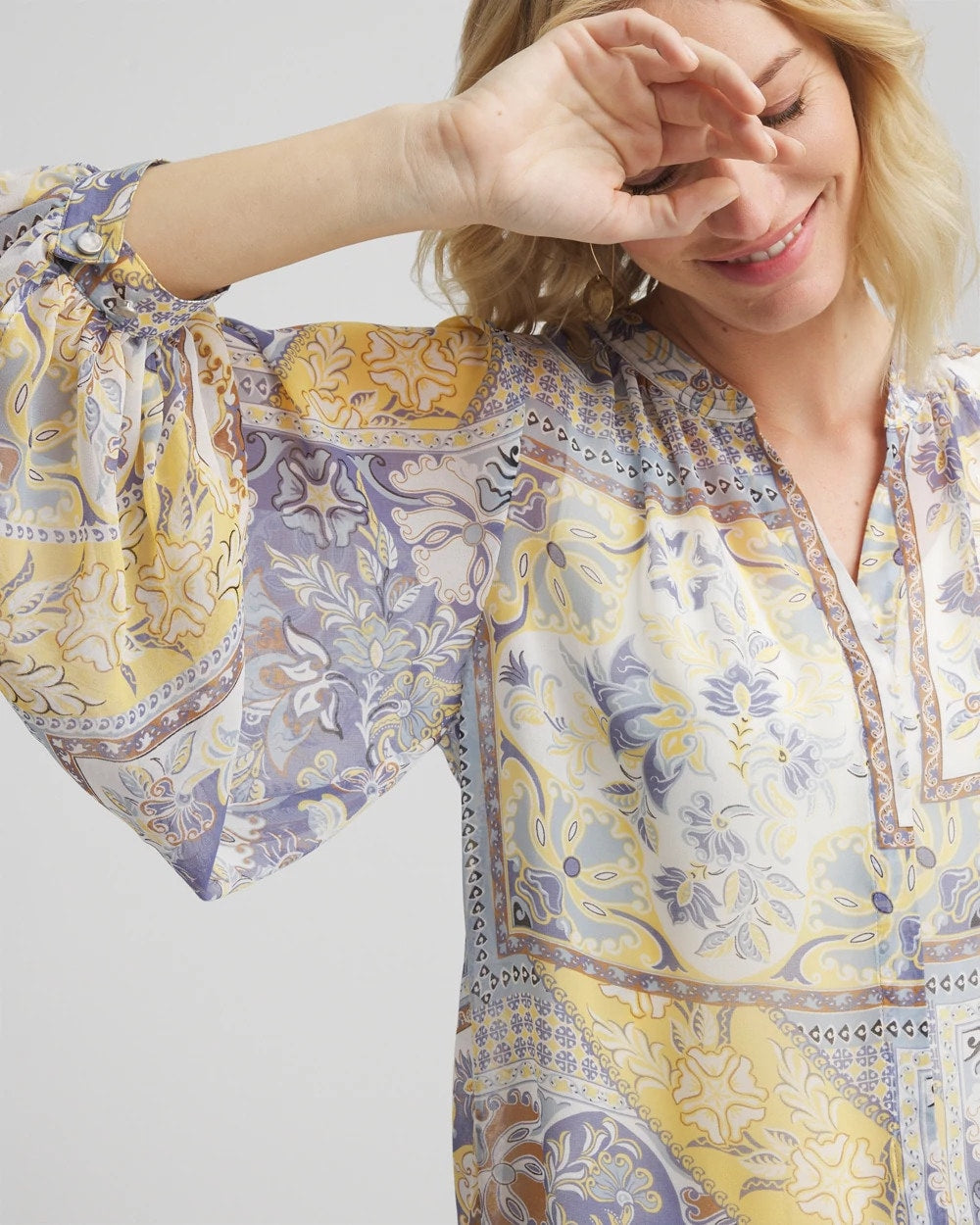 Chico's Artisanal Georgette Blouson-Sleeve Blouse