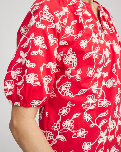 Chico's Floral Embroidered Cotton Peasant Blouse