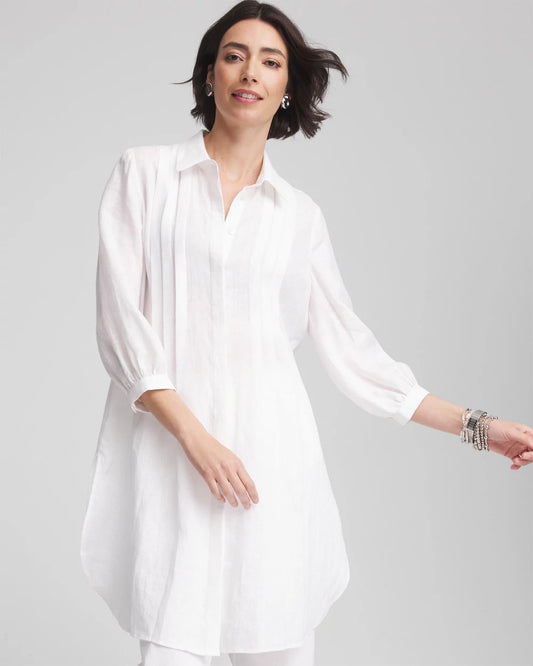 Chico's Pintuck Placket Linen Tunic