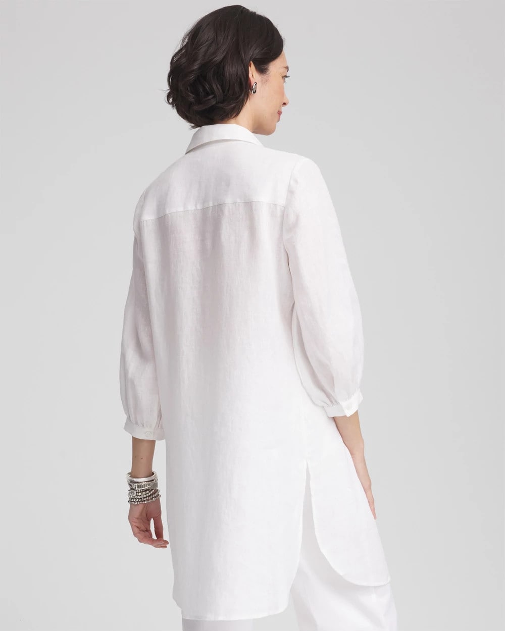 Chico's Pintuck Placket Linen Tunic