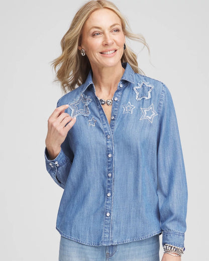 Chico's Embroidered Tencel™ Denim Shirt