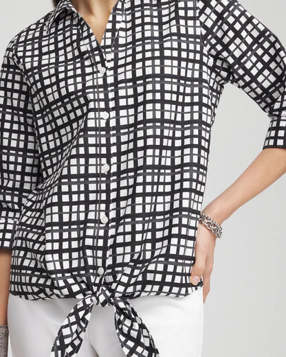 Chico's No Iron™ Plaid Tie-Front Top