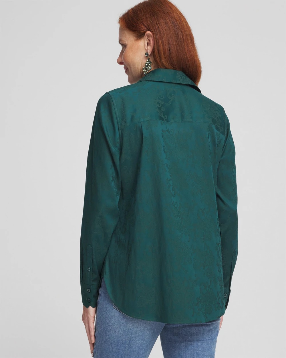 Chico's No Iron™ Green Jacquard Shirt