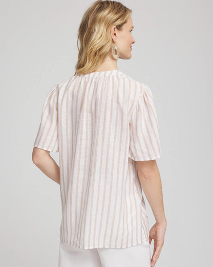 Chico's Striped Linen Popover Shirt