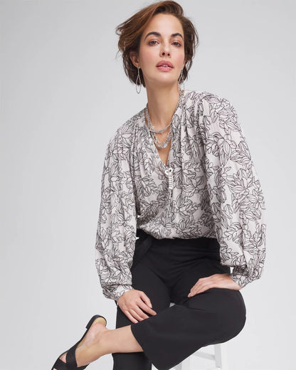 Chico's Crepe Embroidered Blouse