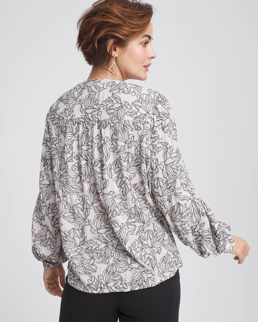 Chico's Crepe Embroidered Blouse