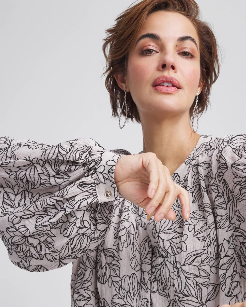Chico's Crepe Embroidered Blouse