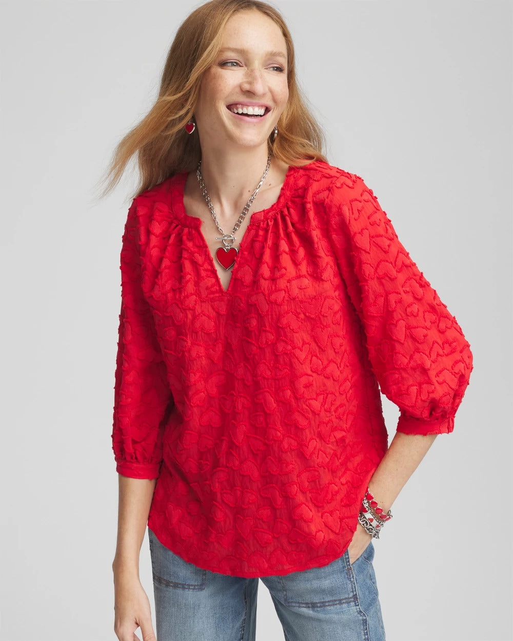 Chico's Embellished Valentine's Day Blouse