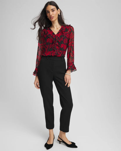 Chico's Georgette Clip Dot Ruffle Blouse