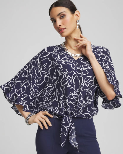 Chico's Ecovero™ Tie-Front Frill Sleeve Blouse