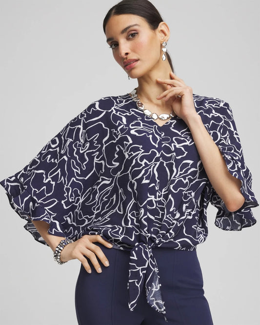Chico's Ecovero™ Tie-Front Frill Sleeve Blouse