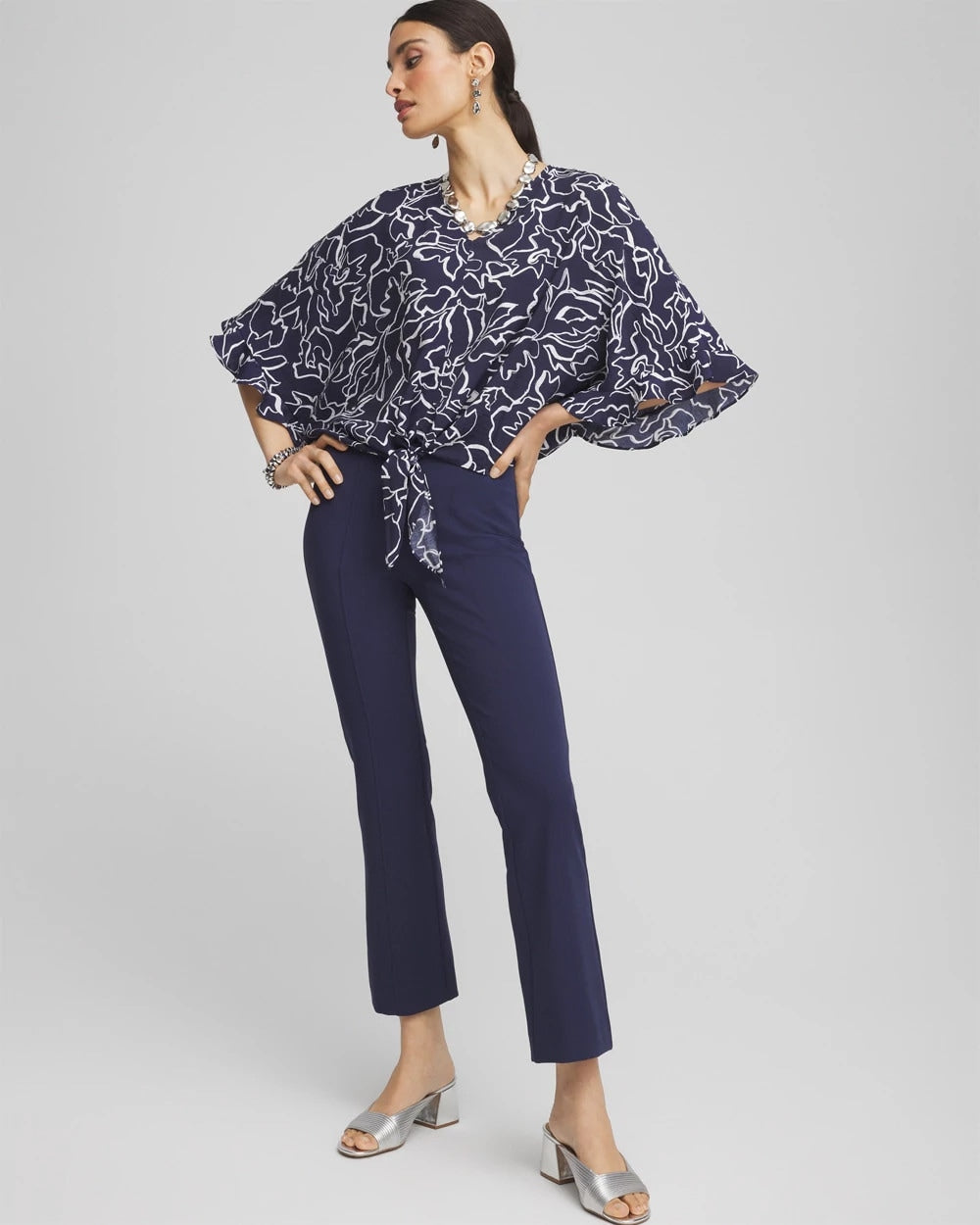 Chico's Ecovero™ Tie-Front Frill Sleeve Blouse