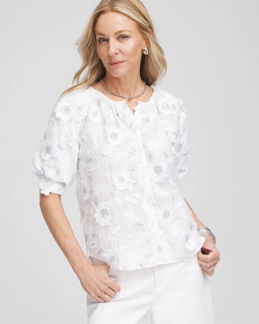 Chico's Applique Embroidered Top