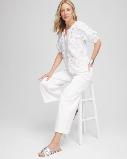 Chico's Applique Embroidered Top