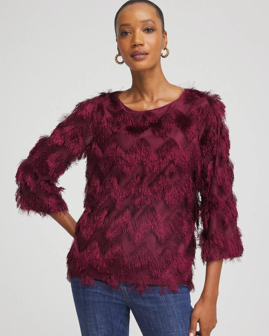 Chico's Chevron Fringe Party Top