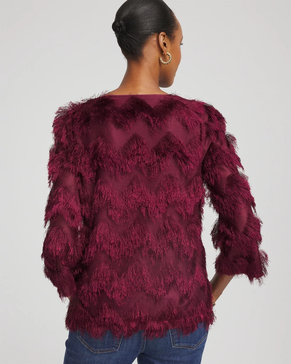 Chico's Chevron Fringe Party Top