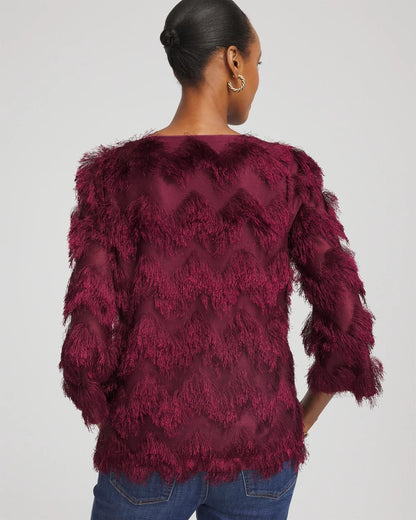 Chico's Chevron Fringe Party Top