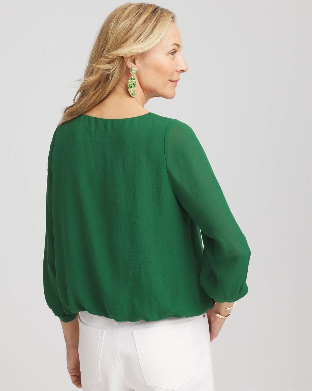 Chico's Embroidered Crinkle Chiffon Blouse