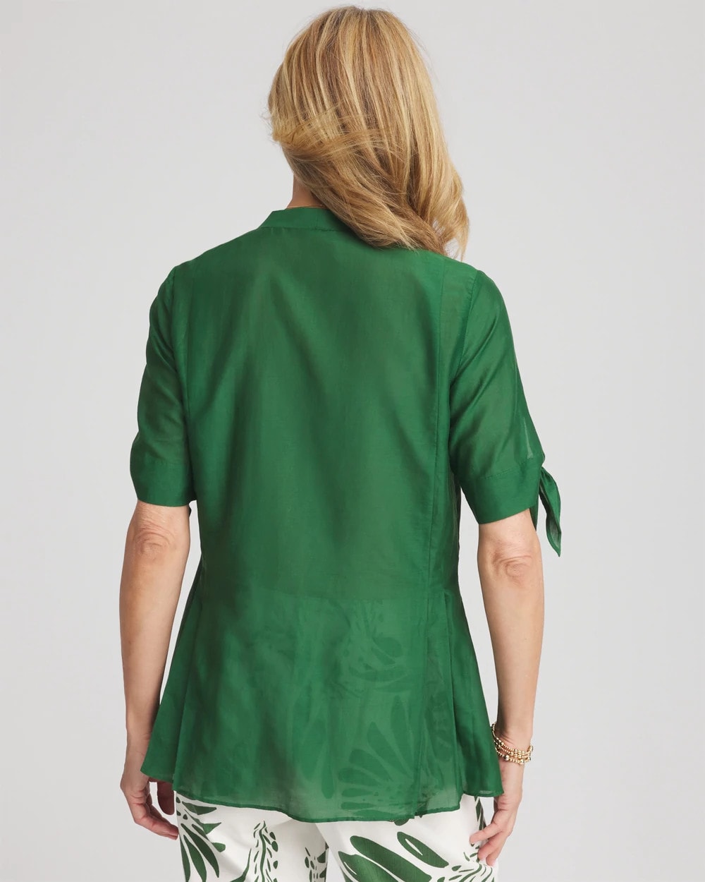 Chico's Cotton Voile & Silk Pleated Blouse