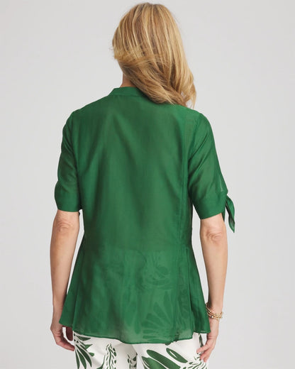 Chico's Cotton Voile & Silk Pleated Blouse