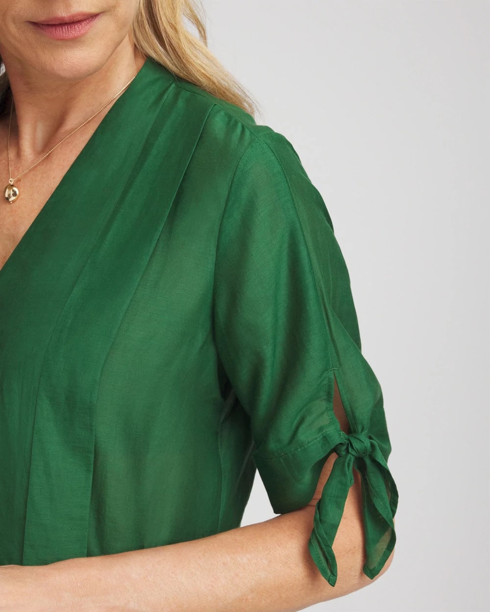 Chico's Cotton Voile & Silk Pleated Blouse