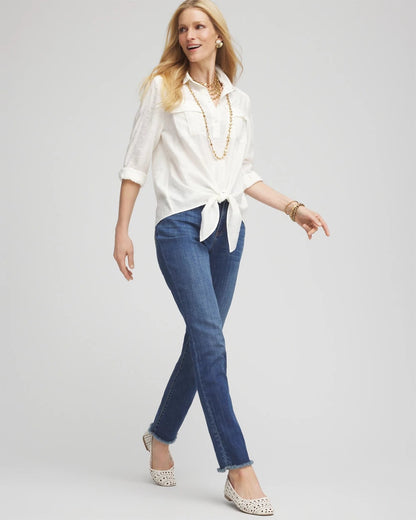 Chico's Textured Tie-Front Pullover Top