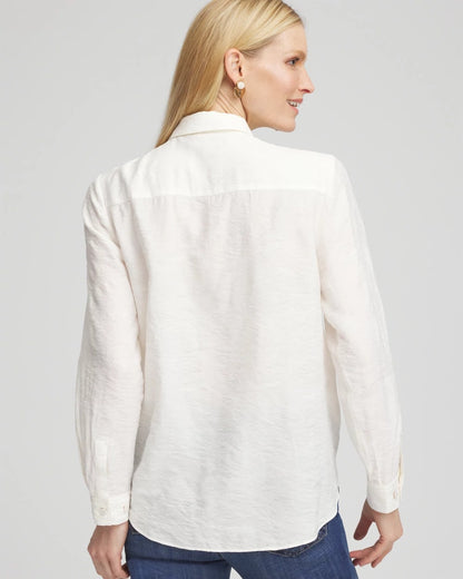 Chico's Textured Tie-Front Pullover Top