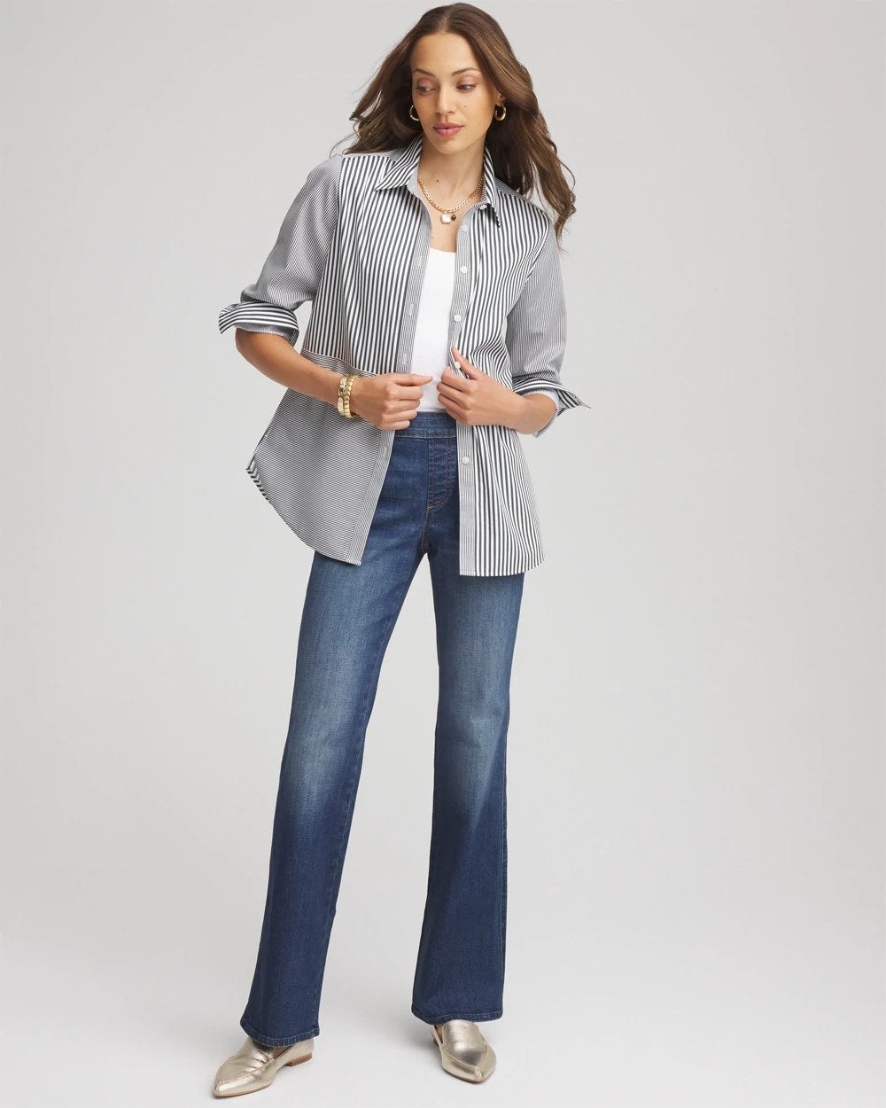 Chico's No Iron™ Colorblock Striped Shirt
