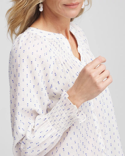 Chico's Smocked Split-neck Blouse