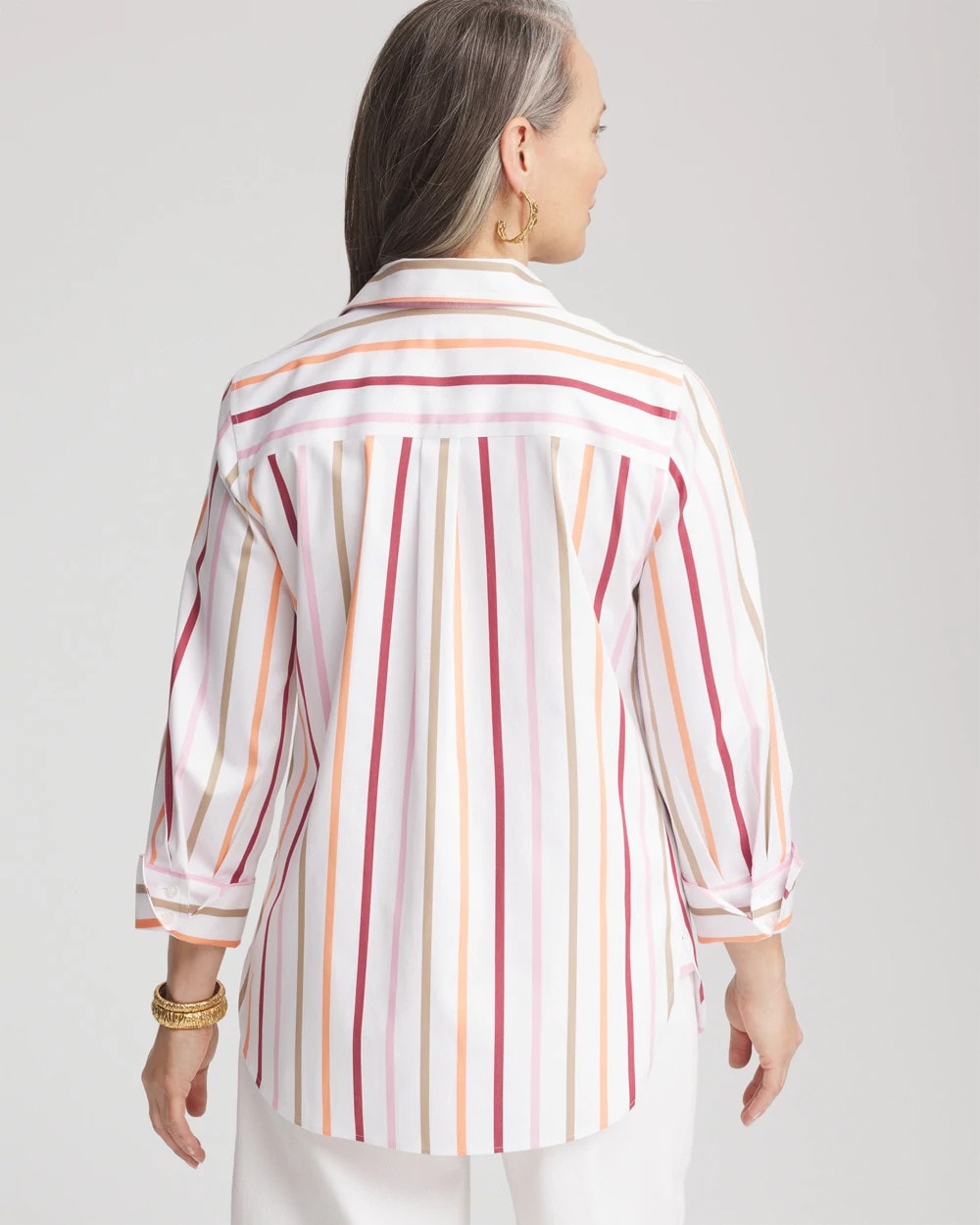 Chico's No Iron™ Striped Stretch-Sateen Shirt