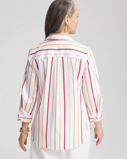 Chico's No Iron™ Striped Stretch-Sateen Shirt