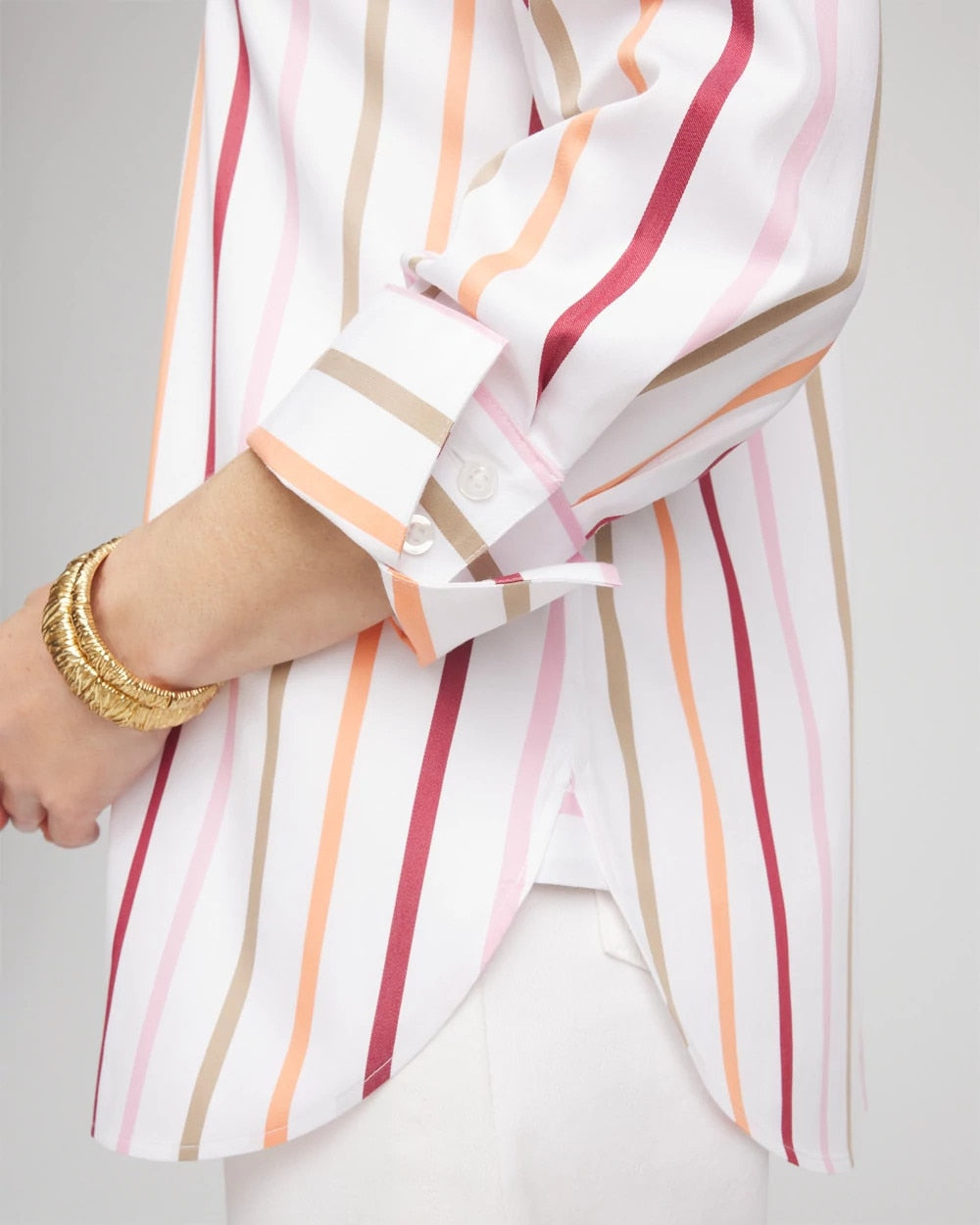 Chico's No Iron™ Striped Stretch-Sateen Shirt