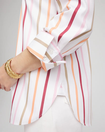 Chico's No Iron™ Striped Stretch-Sateen Shirt