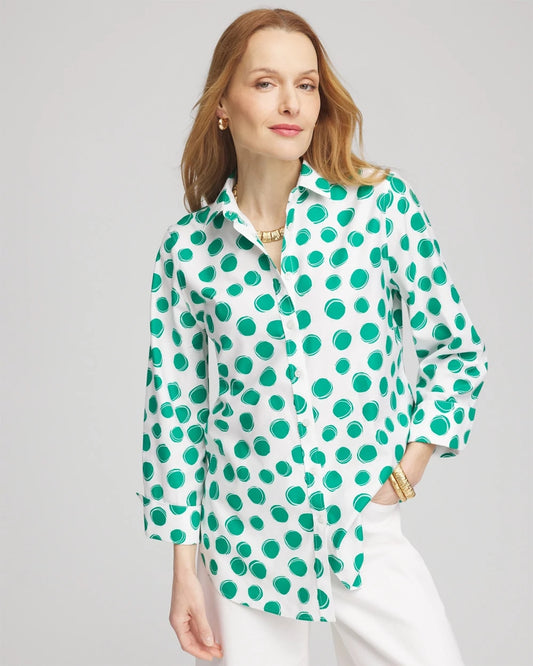 Chico's No Iron™ Polka-Dot Sateen Shirt
