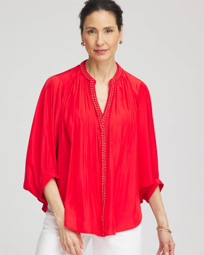 Chico's Braided Batwing Blouse