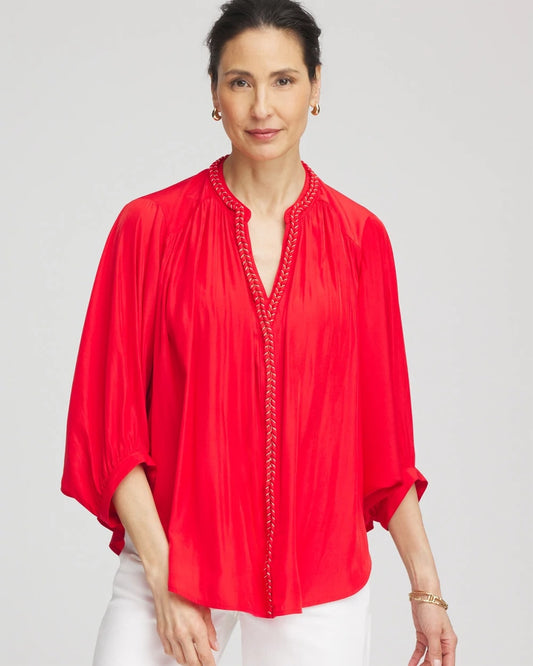 Chico's Braided Batwing Blouse