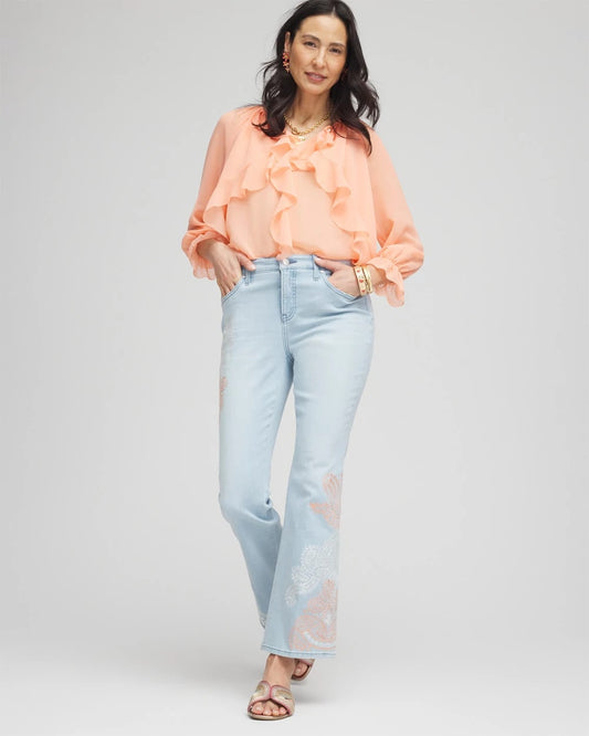 Chico's Georgette Sheer Ruffle Blouse