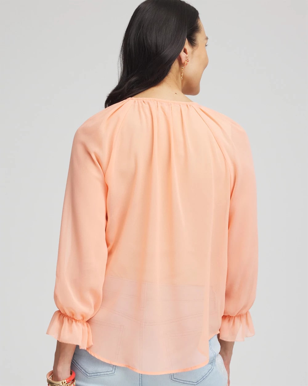 Chico's Georgette Sheer Ruffle Blouse