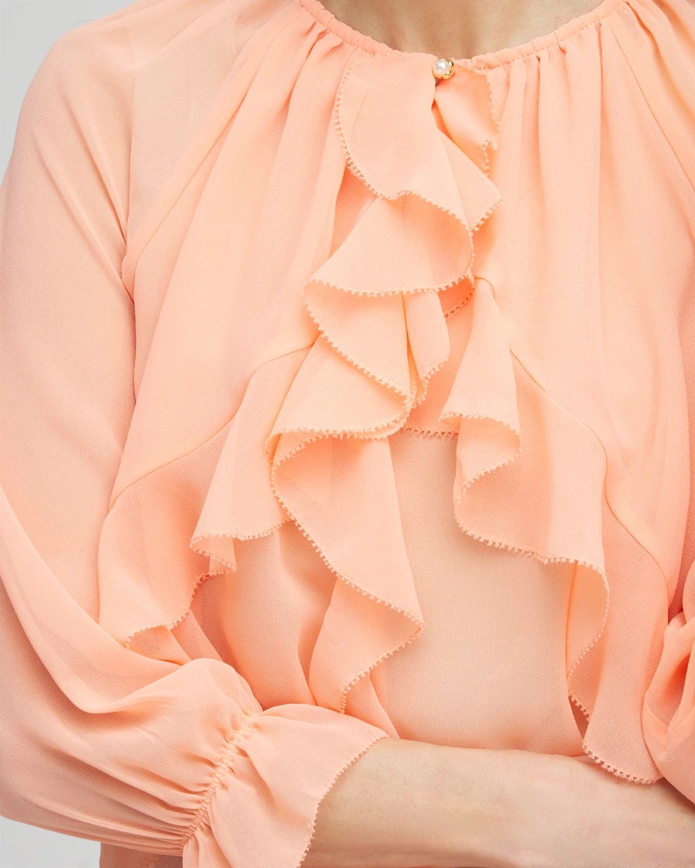 Chico's Georgette Sheer Ruffle Blouse