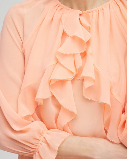 Chico's Georgette Sheer Ruffle Blouse